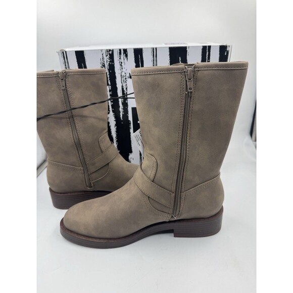 Dv By Dolce Vita Women Side Zip Buckle Moto Bike Boot Dark Taupe Size 8 - Picture 7 of 16